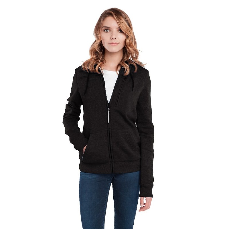 BAUBAX SWEATSHIRT Multifunctional Hooded Jacket (Female)-Black - เสื้อสูท/เสื้อคลุมยาว - ผ้าฝ้าย/ผ้าลินิน สีดำ