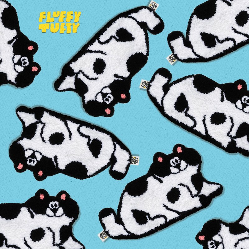 MADE TO ORDER - PANDA CAT FLUFFY TUFTY RUG - 地墊/地毯 - 其他材質 黑色