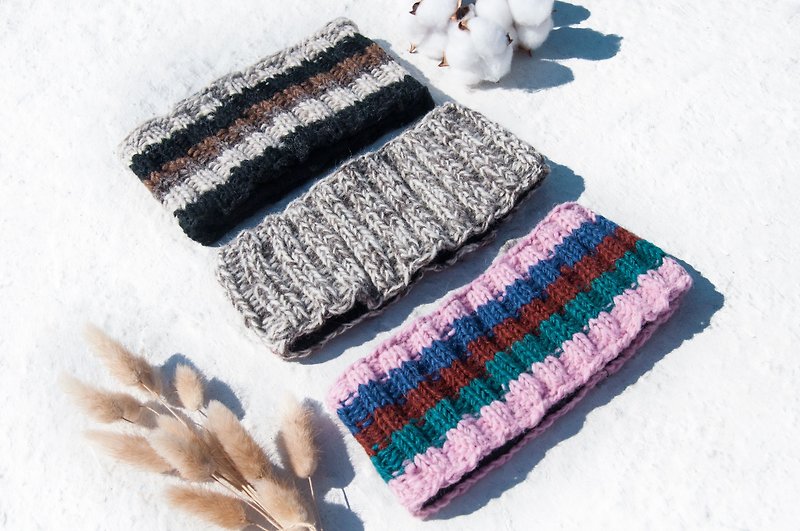 Handmade pure wool braided headband/woven colorful headband/crocheted hair accessories/handmade twisted headband-Nordic style - Headbands - Wool Multicolor