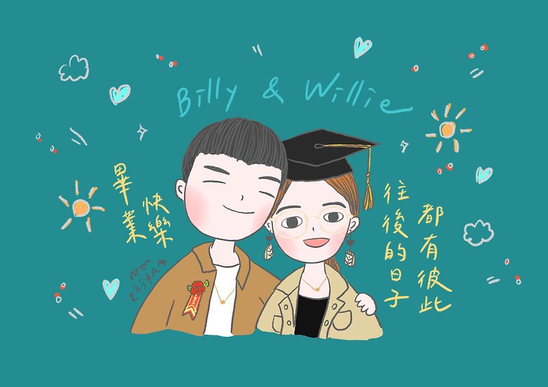 [Customized Gifts] Customized electronic files for two-person portrait illustrations. sail - Digital Portraits, Paintings & Illustrations - Other Materials 