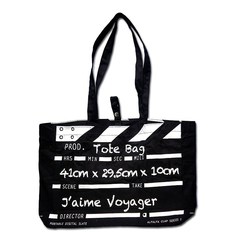 Director Clap Tote Bag - Black  - กระเป๋าแมสเซนเจอร์ - ผ้าฝ้าย/ผ้าลินิน สีดำ