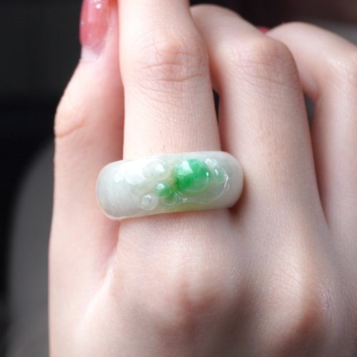瓔珞珠寶盒 E.L.Jewelry Box 冰種飄陽綠翡翠如意玉戒 | 國際17圍 | 天然緬甸玉翡翠A貨 | 送禮