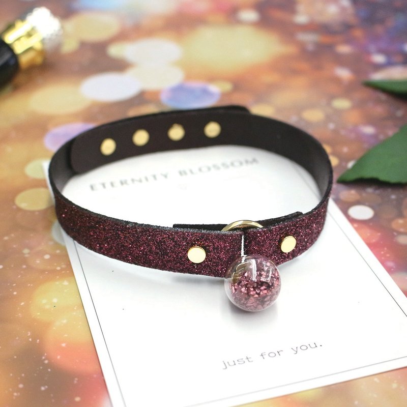 Starry Sky 許願球寶石紅 Choker –粗款 - 項鍊 - 真皮 紅色