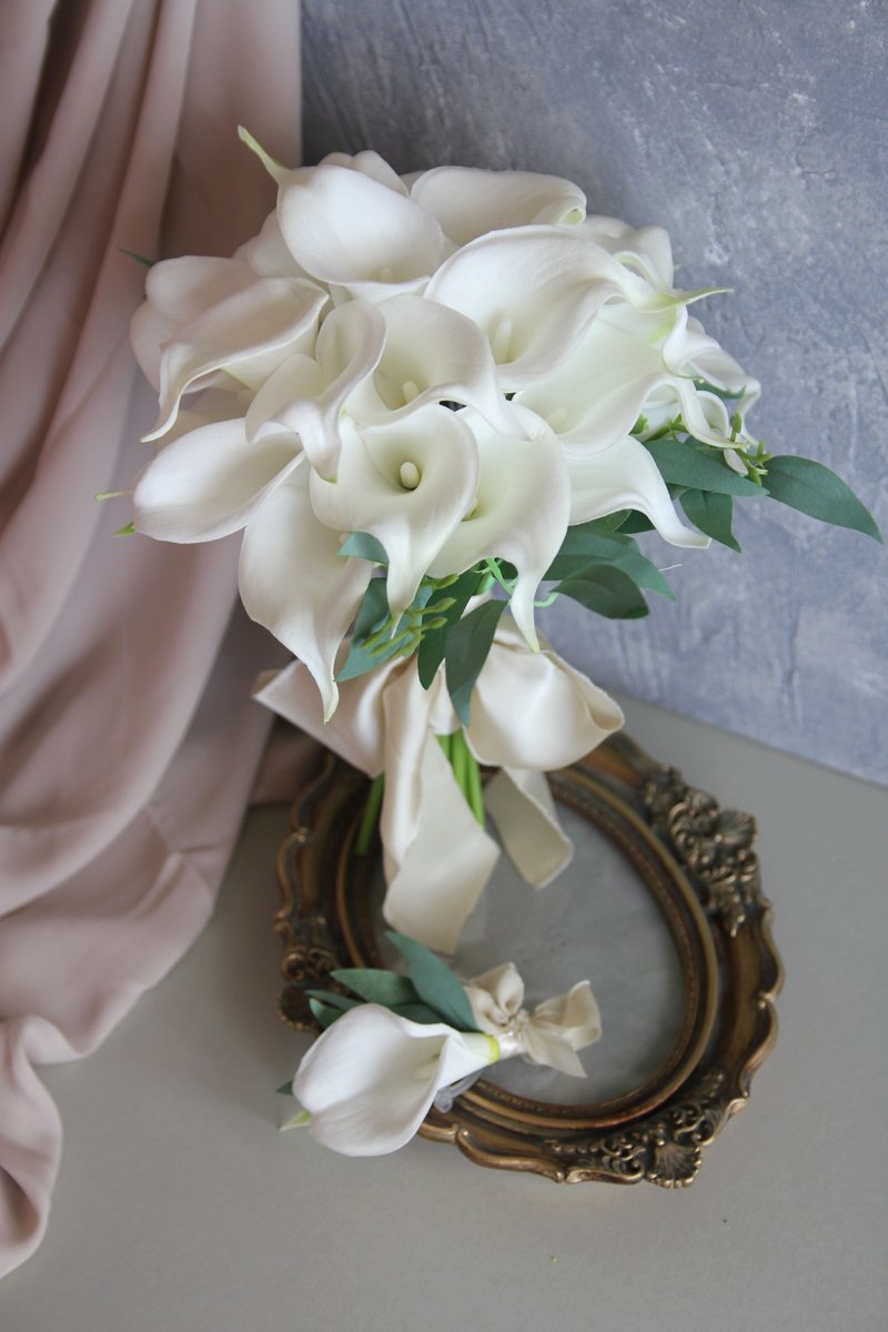 Bridal bouquet  ,Artificial Bouquet ,silk flower bouquet , Wedding ,Peony - Plants - Plants & Flowers White