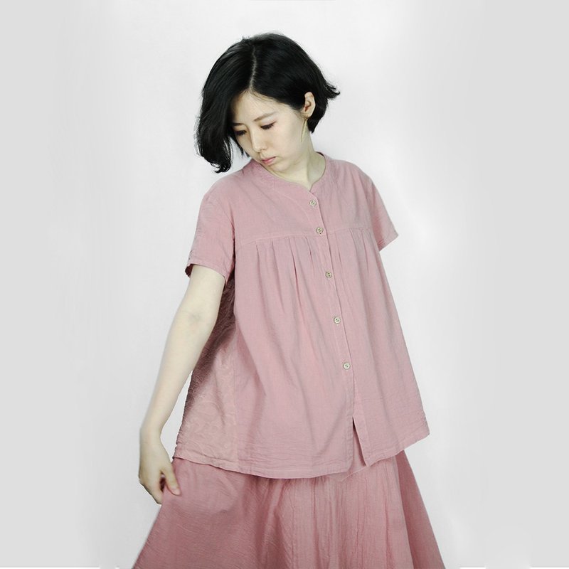 【聲聲慢】小小空間後襟浪漫上衣 - 女襯衫 - 棉．麻 