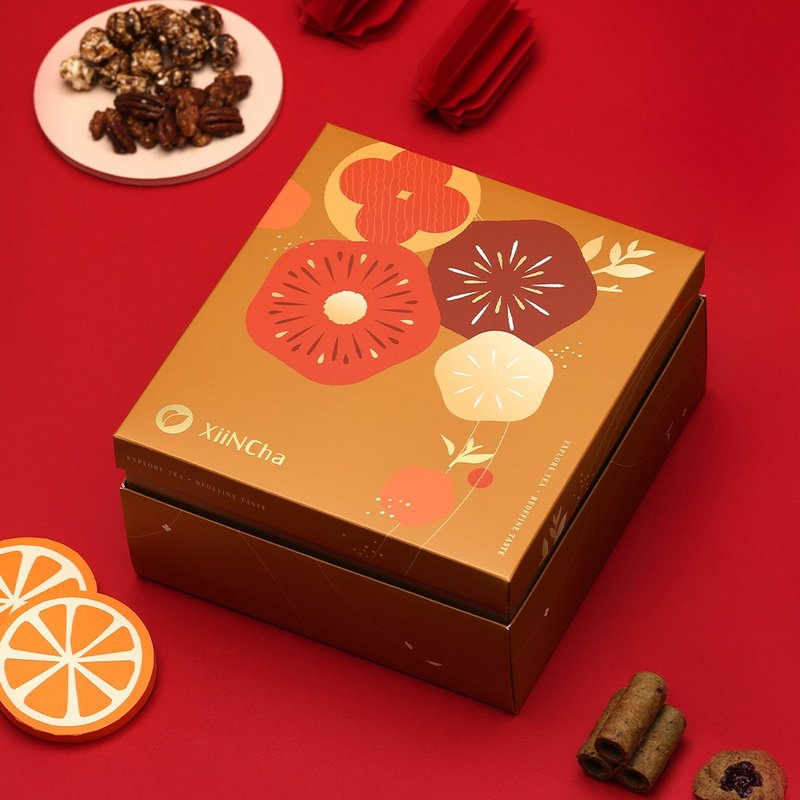 新年禮盒 | 雙層燙金 紅玉鳳梨酥&焙茶三明治餅&鐵觀音蛋捲 21入 - 手工餅乾 - 其他材質 