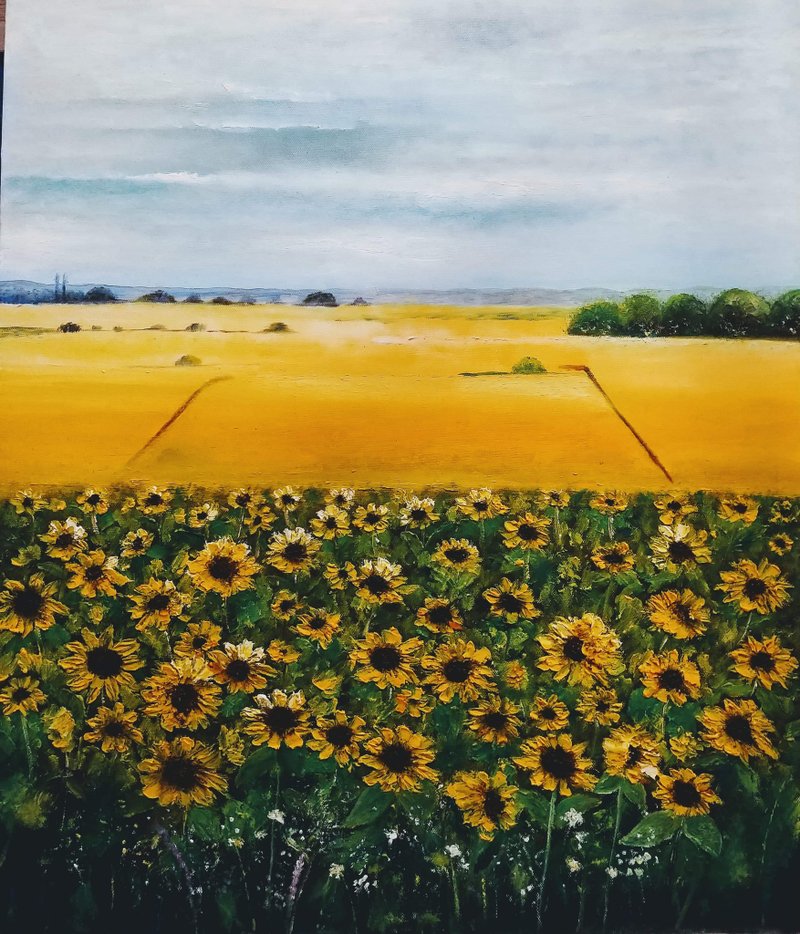 吳佳蓉油畫創作  希望的土地咱們的歌 - 海報/掛畫/掛布 - 顏料 黃色