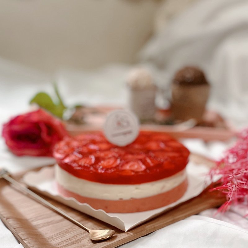 Xueershi shareus-strawberry yogurt cheesecake heavy cheese - เค้กและของหวาน - อาหารสด สีแดง