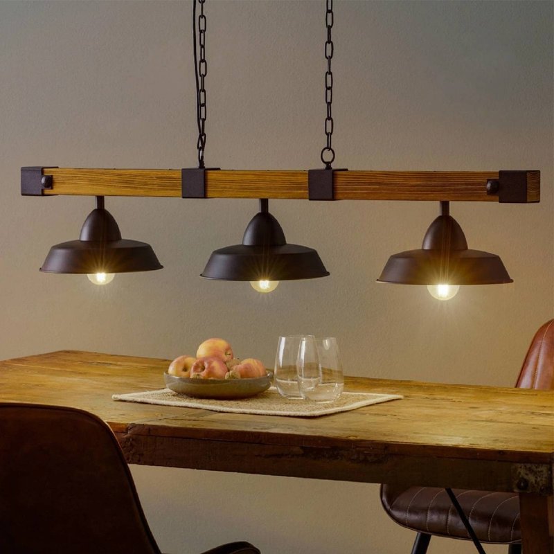 EGLO Austria Lighting | Industrial Style | Design Chandelier | Dining Table Chandelier - Lighting - Wood Black