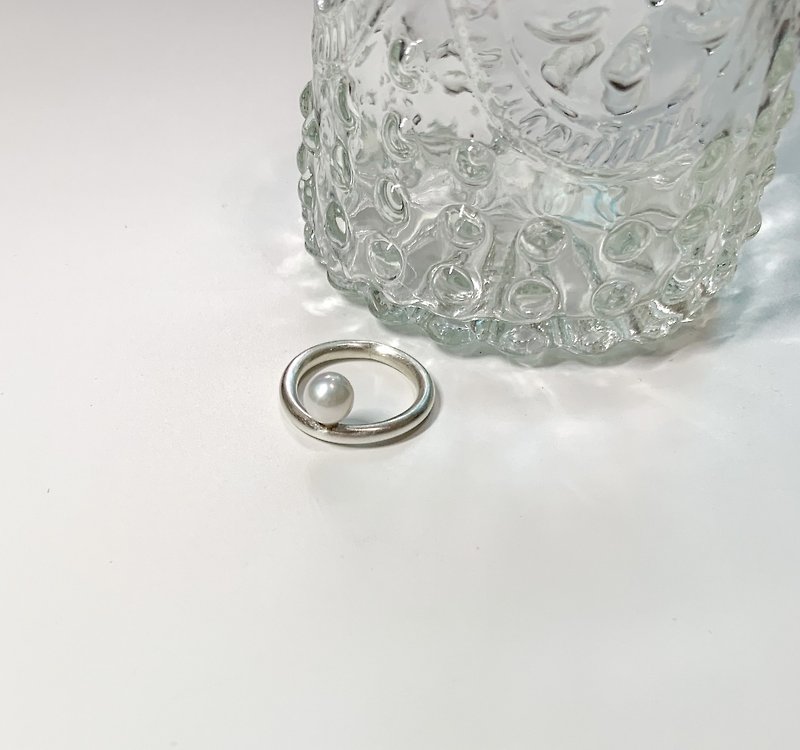 皇冠公主純銀珍珠戒指 - 戒指 - 純銀 白色