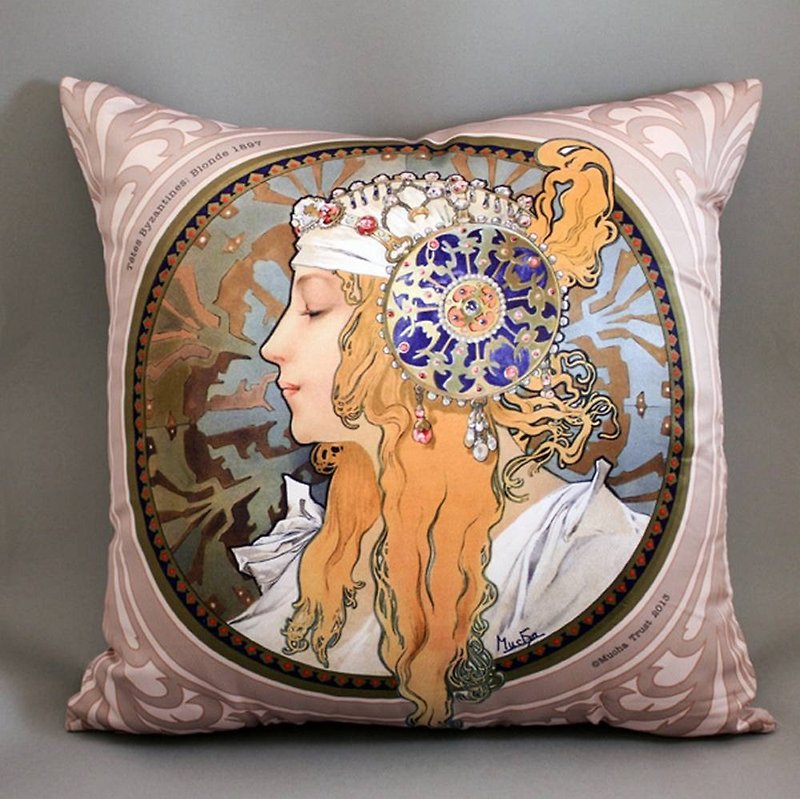 Mucha Byzantium Series - Arc Holy - Mucha Byzantine Blonde Pillow - Pillows & Cushions - Polyester Multicolor