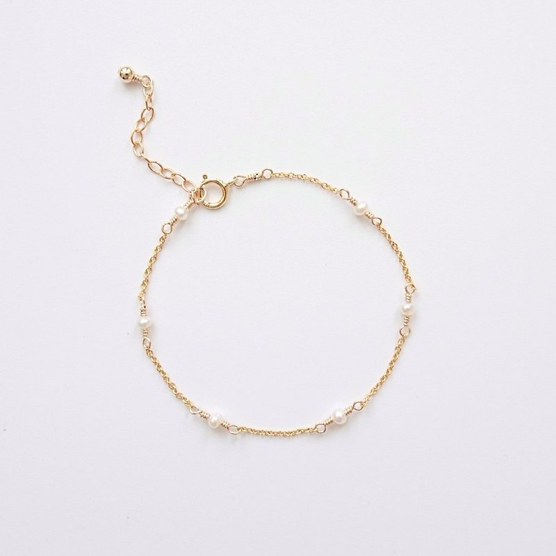 A Little Tiny Freshwater Pearl 14K GF Adjustable Layering Bracelet - Bracelets - Pearl Gold