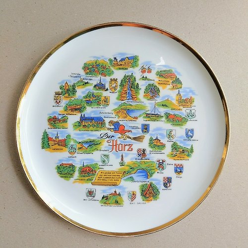 Mini Amer. 德國古董 | Melitta Der Harz-哈茨山脈 藝術彩繪 旅行紀念陶瓷盤