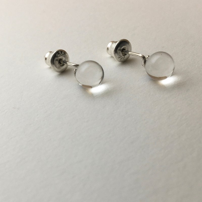 หยดกลม - ต่างหู - แก้ว สีใส