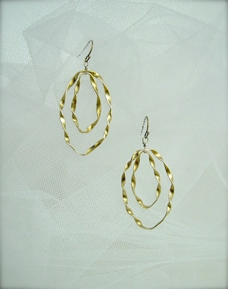 Double ring earrings - ต่างหู - โลหะ สีทอง