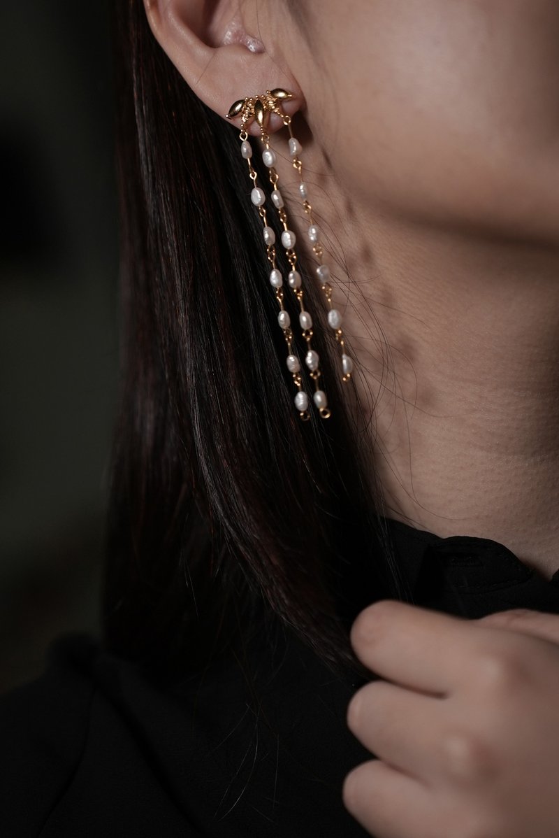 French Pearl Drop Gold Earrings - Earrings & Clip-ons - Silver Gold