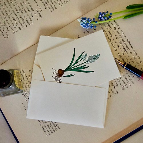 botaniko press 【小さいメッセージカード 】 ムスカリ / カード1枚と封筒1枚 / 活版印刷 / 75×105mm