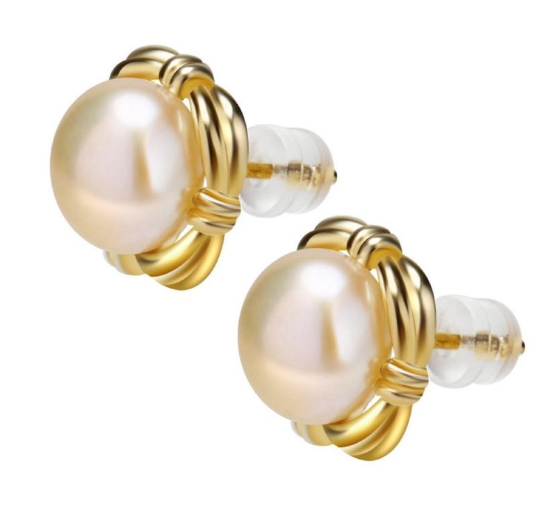 SALTY PUMPKIN Salty Pumpkin Layered Retro Freshwater Pearl Earrings - ต่างหู - ไข่มุก 