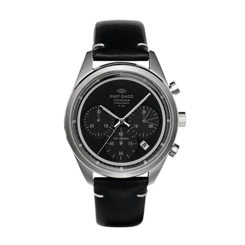 瑞典設計手錶 Cult Chrono 三眼計時手錶 義大利牛皮黑 TPA-0014 - 男裝錶/中性錶 - 其他金屬 黑色