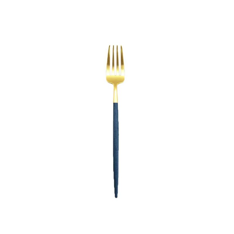 GOA BLUE GOLD MATTE DESSERT FORK - Cutlery & Flatware - Stainless Steel Blue