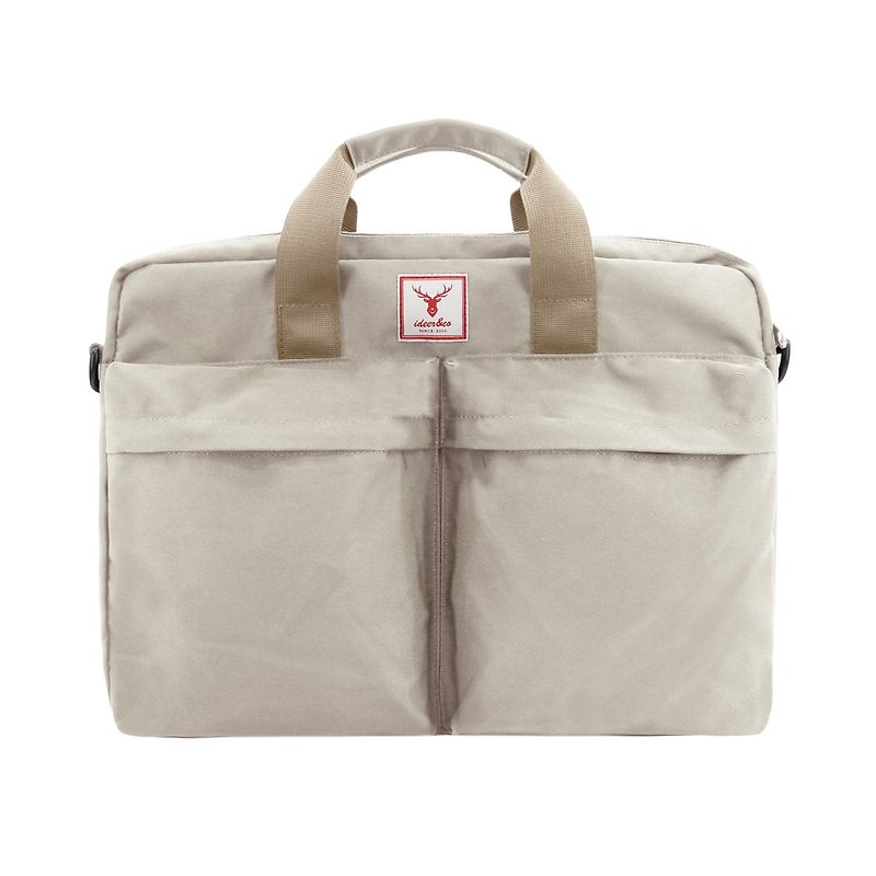 Vanilla white water-repellent nylon ultra-light laptop bag 11-15.6 inch laptop briefcase school bag - กระเป๋าแล็ปท็อป - วัสดุอื่นๆ ขาว