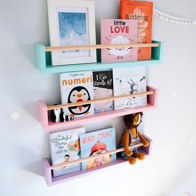 One Floating Kids Book Wall Shelf, Nursery Montessori Bookshelf, Book Rack - 兒童家具 - 木頭 