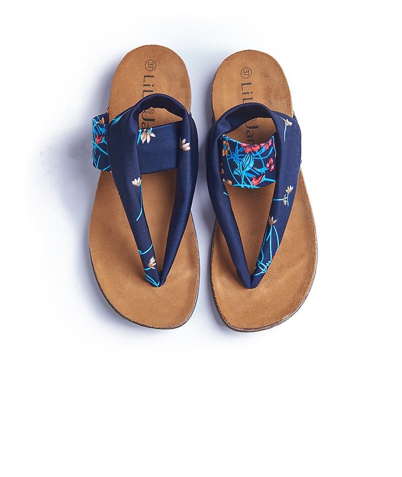 [Travel] summer high stretch Lycra fabric cork slippers _ Liuxinghuayuan - Women's Oxford Shoes - Other Materials Blue