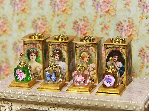 DollhouseKristi Miniature perfume for a dollhouse 1:12 Set of 4 pieces