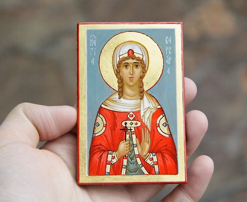Orthodox small icons hand painted orthodox wood icon Saint Holy Martyr great Barbara Religious art