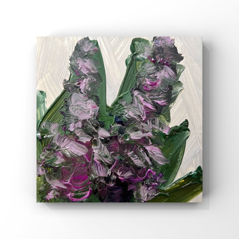 Lilac flower art lilac original oil painting small floral artwork impressionist - 海報/掛畫/掛布 - 其他材質 多色