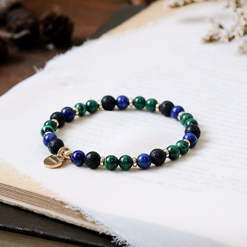 String series of volcanic Stone lapis lazuli bracelet natural peacock ore - Bracelets - Jade Green