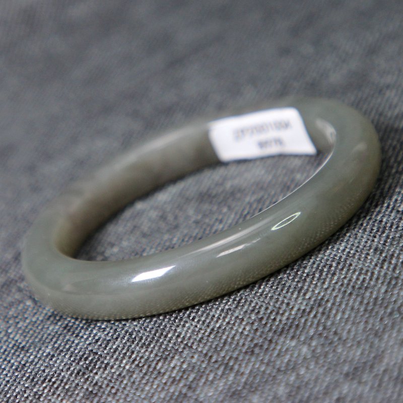 Hetian Jade Bracelet 50MM Ash Small Round Bar Female Model with Certificate Jade is clean, delicate and oily - สร้อยข้อมือ - หยก 
