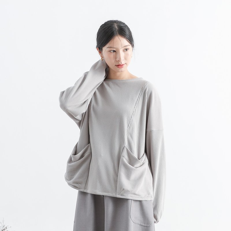 [Classic original] Youran_Youran big pocket top_CLT514_grey - เสื้อผู้หญิง - เส้นใยสังเคราะห์ สีเทา