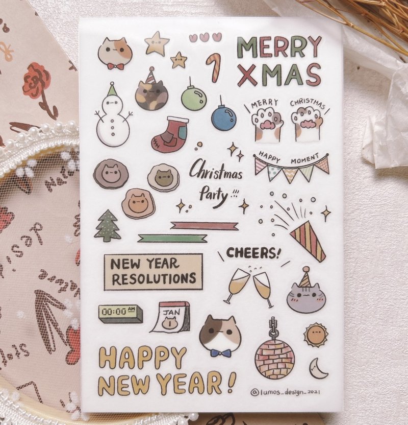 Meow’s Christmas and New Year transfer stickers - Stickers - Paper Brown