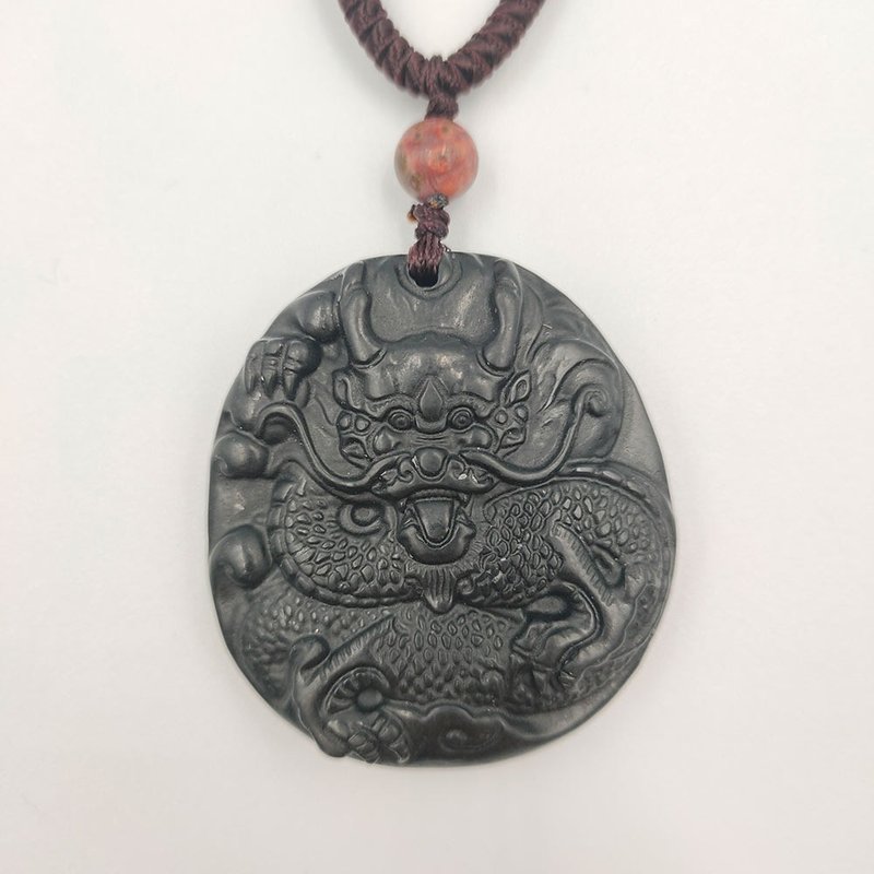 天鐵雕件項鍊 - 龍 首飾 飾品 開運小物 - 項鍊 - 其他材質 黑色