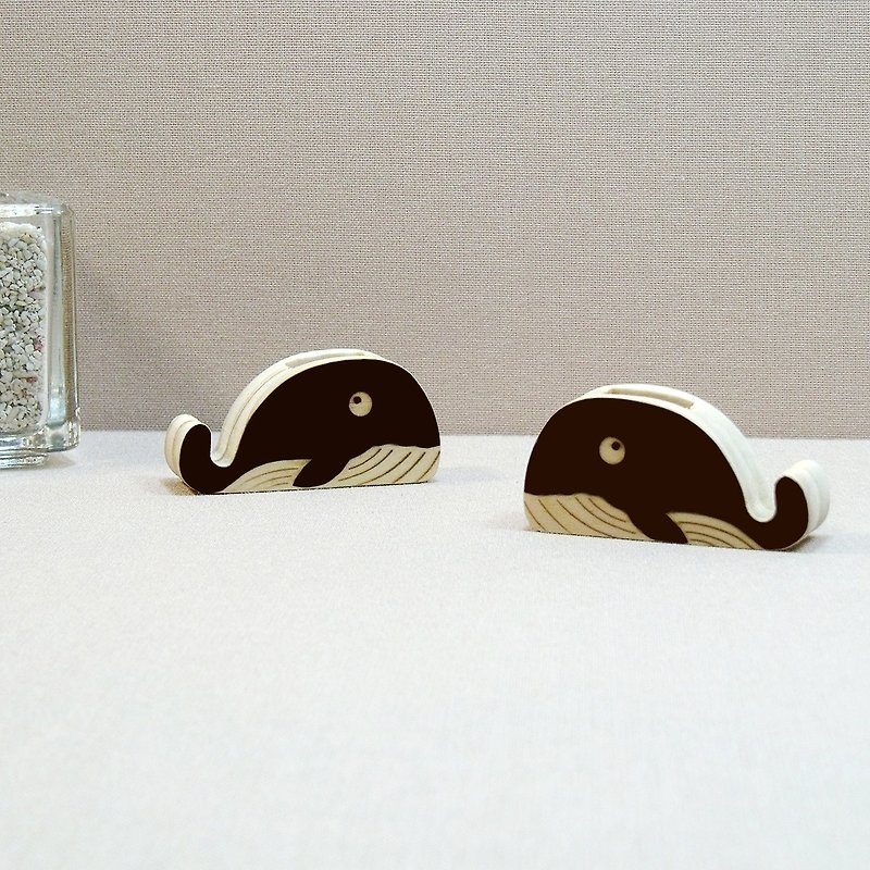 Whale Line Clip Photo File Display Decoration Magnet Clip Custom Text - Folders & Binders - Wood Brown