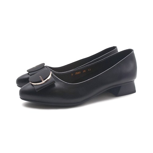 米蘭皮鞋Milano W&M(女)尖頭圓片低跟鞋 女鞋-黑色