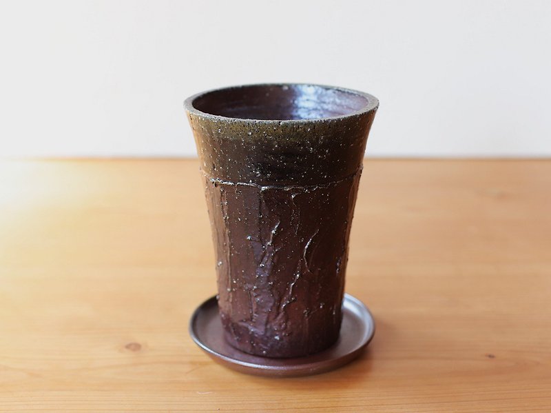 備前焼 植木鉢【受皿付き】 u-047 - 花瓶/花器 - 陶 咖啡色