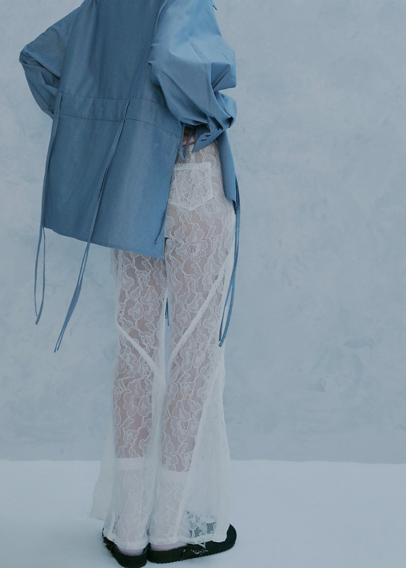 Cut-out lace flared pants/white - กางเกงขายาว - เส้นใยสังเคราะห์ ขาว