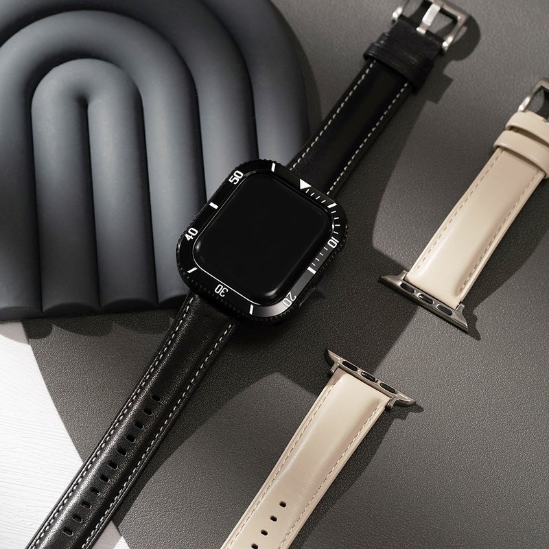 Apple watch - 黑水鬼錶殼 x 皮錶帶 套組 - 錶帶 - 真皮 