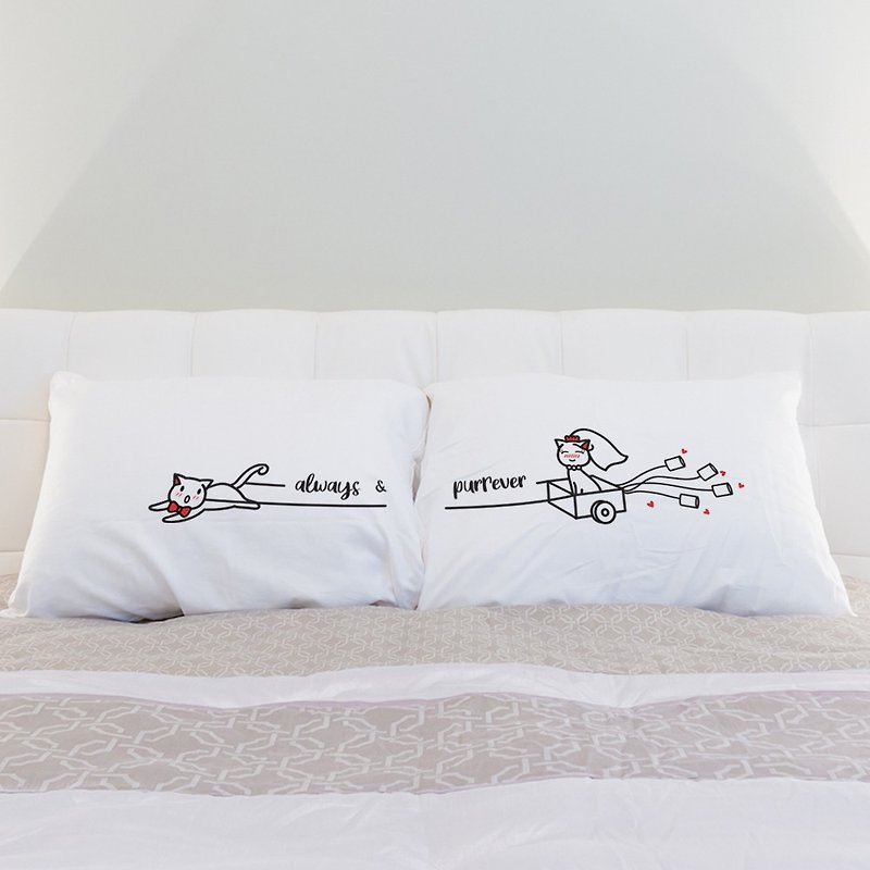 Always and Forever Boy Meets Girl couple pillowcase by Human Touch - Pillows & Cushions - Cotton & Hemp White