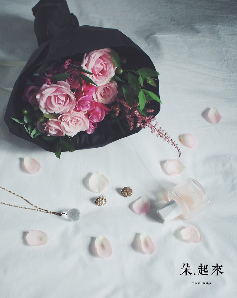 バレンタインデー ブーケ - ボンジュール ジェ テーム - 観葉植物 - 寄せ植え・花 ピンク