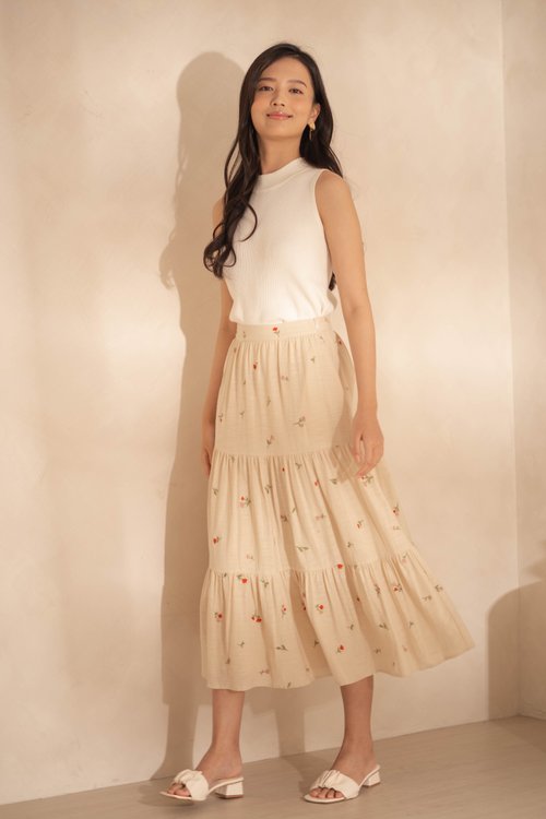 Paper Palette Studio Chèrie Tiered Maxi Skirt (Ivory)
