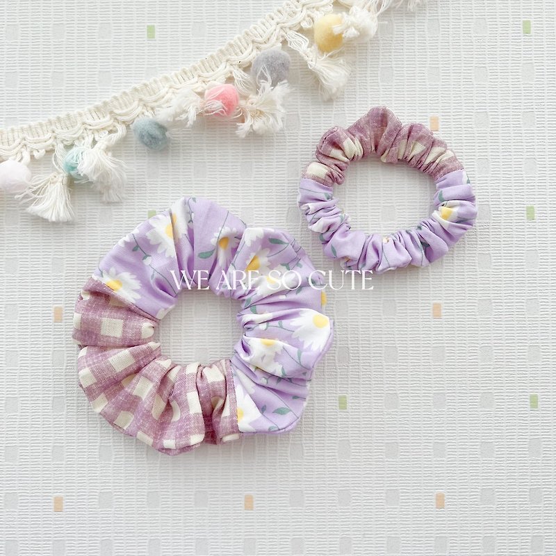 手工髮圈 /  夢幻紫花園髮圈兩件組 生日禮物 - 髮夾/髮飾 - 棉．麻 紫色
