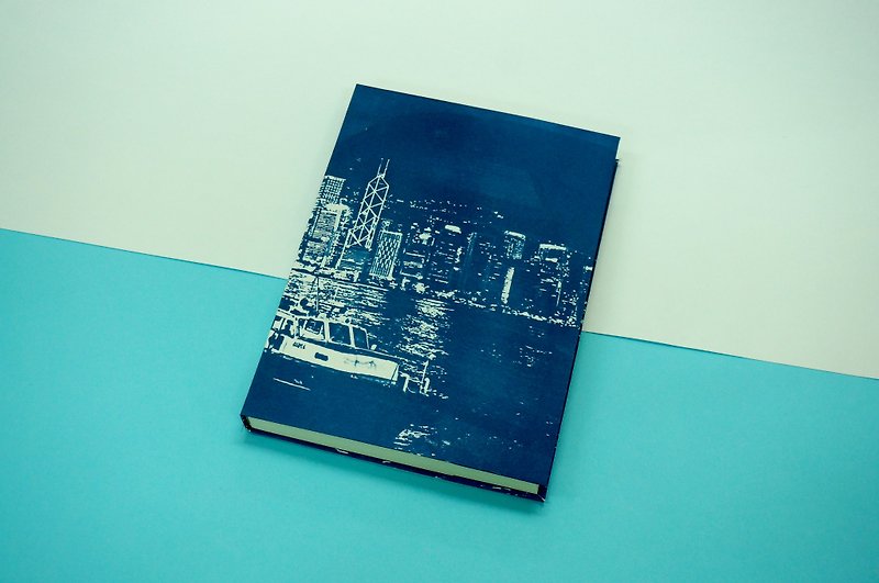 底片顯影藍色影像 手帳 - 香港維多利亞港夜景 船 - 筆記簿/手帳 - 紙 藍色