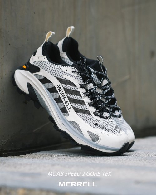 米蘭皮鞋Milano MERRELL MOAB SPEED 2 GORE-TEX抗撕裂防水登山健行鞋 女-黑白