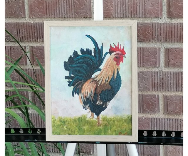 鶏の鳥の絵画 オリジナル額入り壁アート ユニークな壁装飾