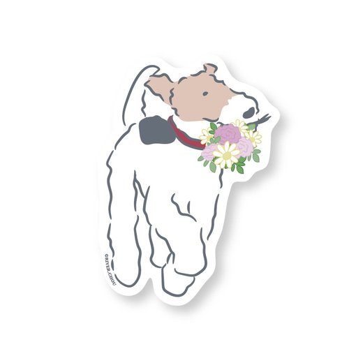 小鐵的遊樂園 Wirefoxterrier 剛毛獵狐梗防水貼紙-咬花