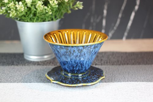 自然釉文創工作室 【母親節禮物】湛海 50度角 自然釉咖啡濾杯 鶯歌燒 臺灣綠工藝