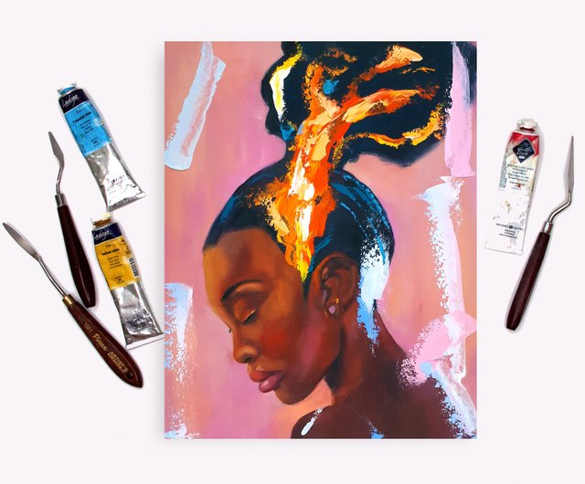 【非売品】アフリカのアーティストの油絵　 オイルドペイント　絵画　アート 非売品】アフリカのアーティストの油絵 オイルドペイント 絵画 アート